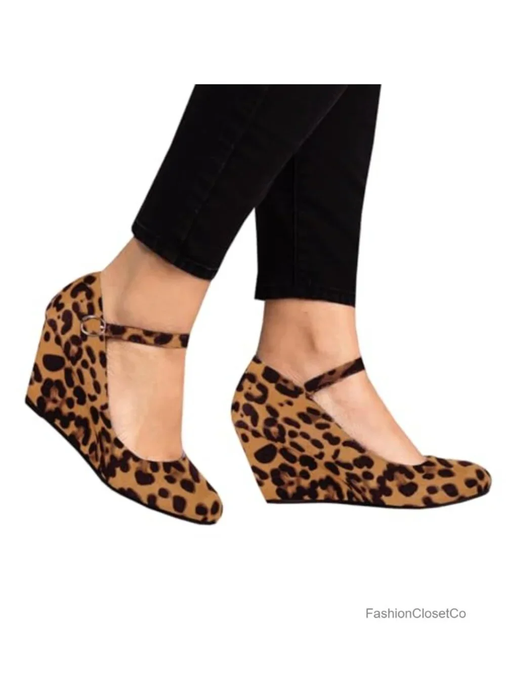 Women's Wedge Pumps Mary Jane Shoes Ankle Strap Heels Suede Dressy Work